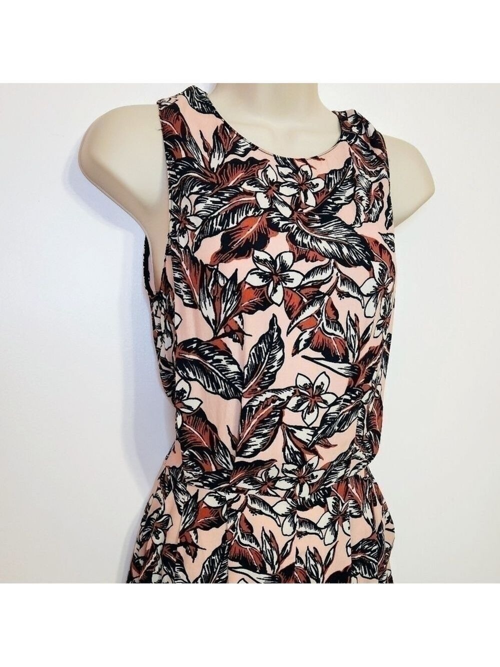 Zara Woman Peach Black Floral Print Romper X Small - Picture 2 of 12
